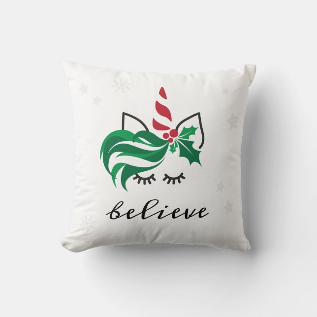 Cojín Decorativo Believe Navidades Unicorn (Anverso)