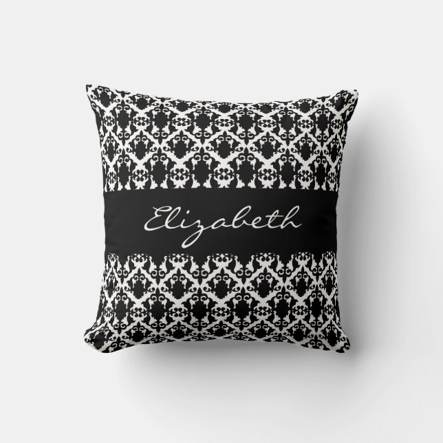 Cojín Decorativo Bella Damasco blanco y negro (Anverso)