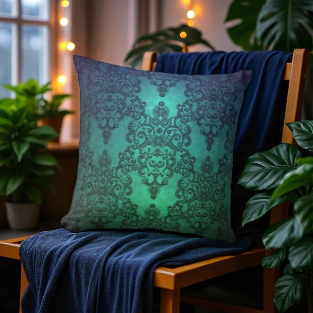 Cojín Decorativo Bella Damasco Verde Turquesa Azul (Subido por el creador)