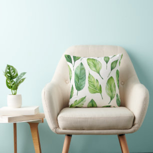 Cojín Decorativo bella impresión con delicadas hojas verdes