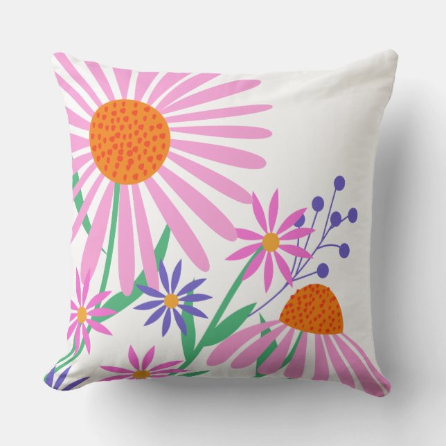 Cojín Decorativo Bellas Daisies nombre personalizado lanzar almohad (Anverso)