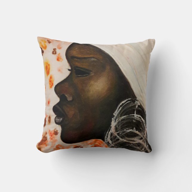 Cojín Decorativo Belleza africana: pintura acuarela (Anverso)