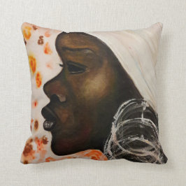 Cojín Decorativo Belleza africana: pintura acuarela