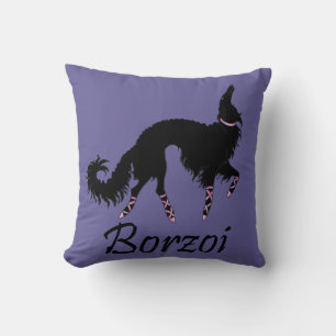 Cojín Decorativo Belleza Borzoi de Ballet en Negro