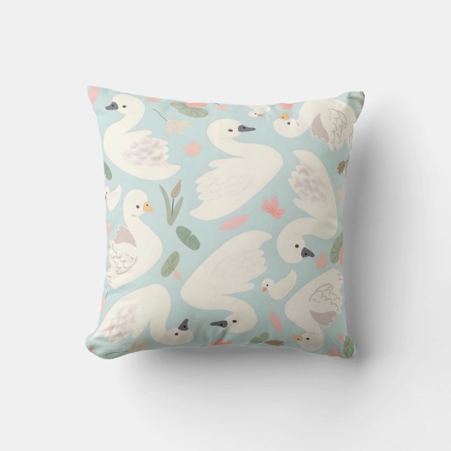 Cojín Decorativo belleza de un cisne blanco (Anverso)