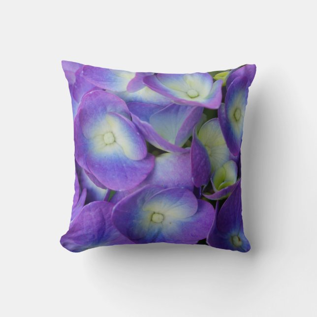 Cojín Decorativo Belleza de una hidrangea azul (Anverso)