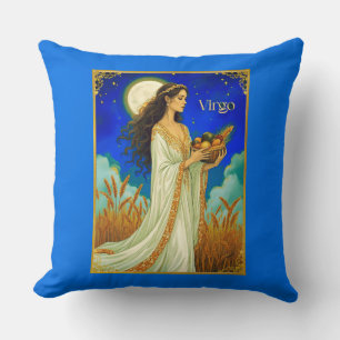 Cojín Decorativo Belleza del Zodiaco de Virgo bajo un cielo nocturn