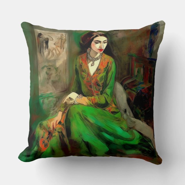 Cojín Decorativo Belleza en verde (Anverso)