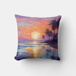 Cojín Decorativo Belleza tropical del atardecer - Arte impresionist