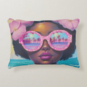 Cojín Decorativo Belleza tropical en tonos rosados
