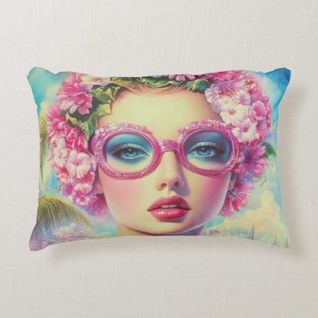 Cojín Decorativo Belleza tropical retro (Anverso)