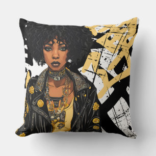 COJÍN DECORATIVO BELLEZA URBANA NEGRA ROCK ROLL CUATHER JACKET REBE