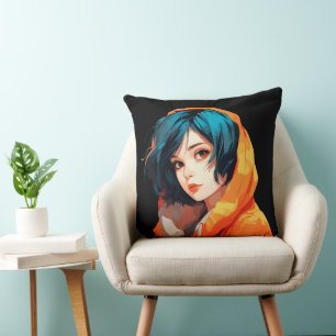 Cojín Decorativo Belleza vibrante de anime