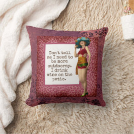 Cojín Decorativo Belleza vintage Beber vino divertido