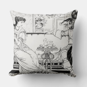 Cojín Decorativo Belleza y la bestia, 1874 (litho) (foto de b/w)