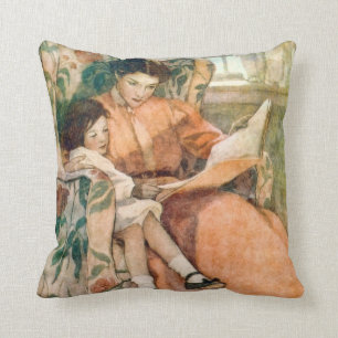 Cojín Decorativo Bello Artes de lectura de Jessie Willcox Smith del