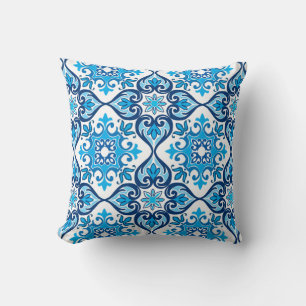 Cojín Decorativo 💙 🤍 bello azul - Azulejos blancos X,