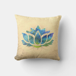 Cojín Decorativo Bello Loto Azul Dorado, Zen