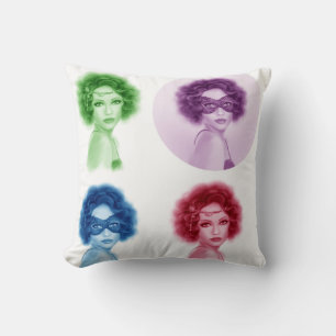 Cojín Decorativo bello retrato de mujer retro en fiesta