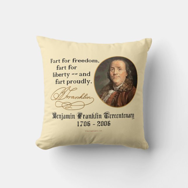 Cojín Decorativo Ben Franklin - Fart orgulloso (Anverso)