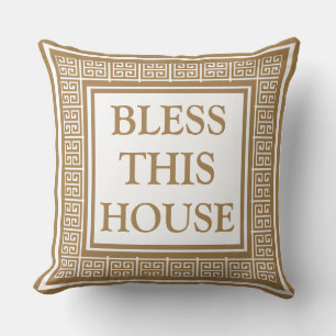 Cojín Decorativo Bendice esta casa  Estilo llave griega