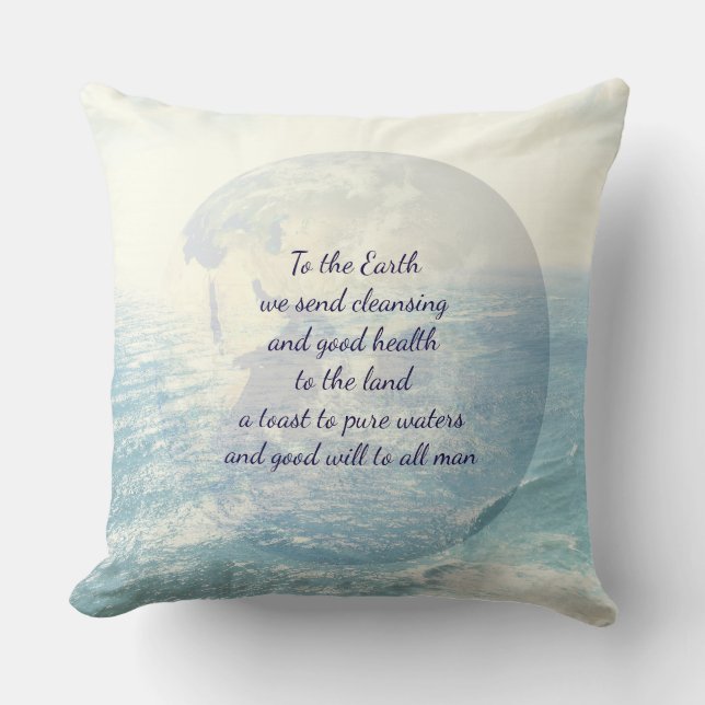Cojín Decorativo Bendición azul Inspiradora de la Tierra (Anverso)