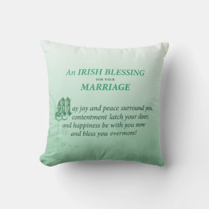 Cojín Decorativo Bendición de Felicitación de Boda Irlandesa