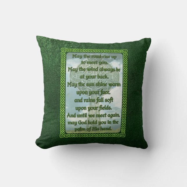 Cojín Decorativo Bendición irlandesa verde (Anverso)