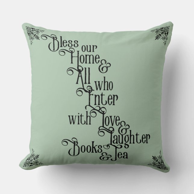 Cojín Decorativo Bendiga nuestro hogar (Anverso)