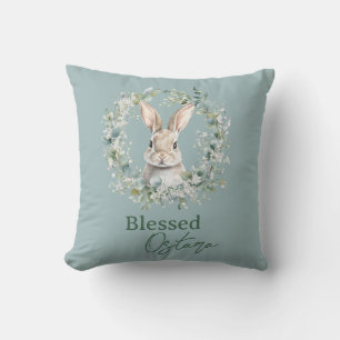 Cojín Decorativo Bendita Pascua de Primavera de Conejo de Ostara