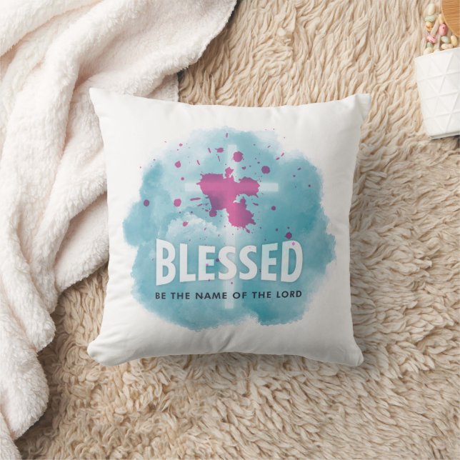 Cojín Decorativo Bendito sea el nombre del Señor Cristiano (Manta)