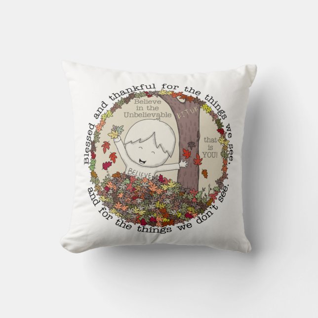 Cojín Decorativo Bendito y agradecido (Anverso)