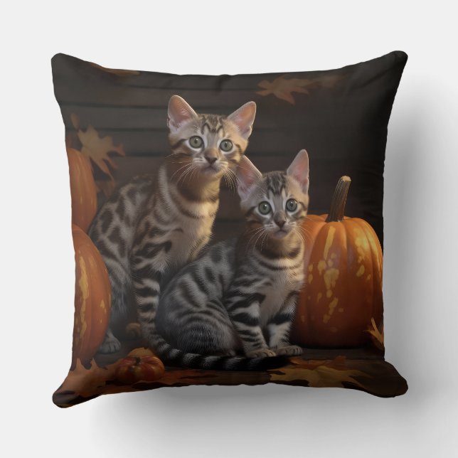 Cojín Decorativo Bengal Kitten Calabaza deslumbrante otoño (Reverso )