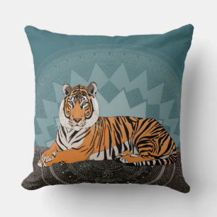 Cojín Decorativo bengala tiger mandala azul
