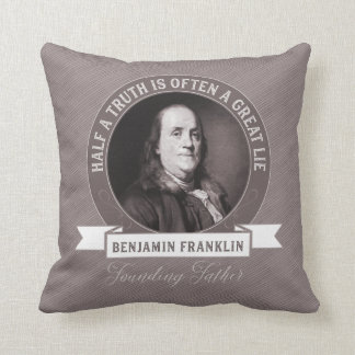 Cojín Decorativo Benjamin Franklin cita verdad y desinformación