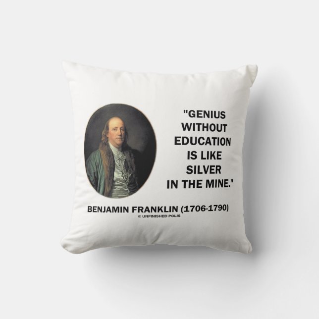 Cojín Decorativo Benjamin Franklin Genius Sin Cita Educativa (Anverso)