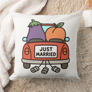 Cojín Decorativo Berenjena y Melocotón Recién Casados