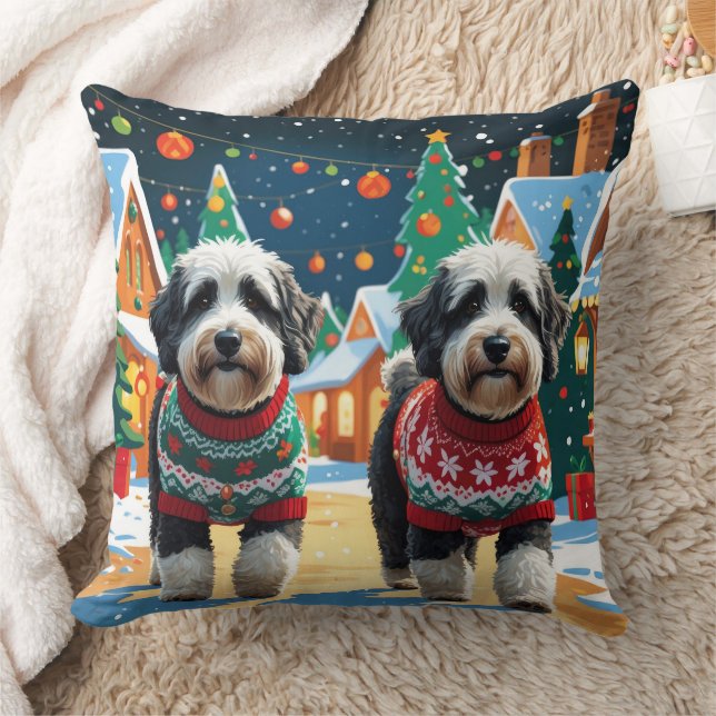 Cojín Decorativo Bernedoodle Dogs Christmas Snow Holiday (Manta)