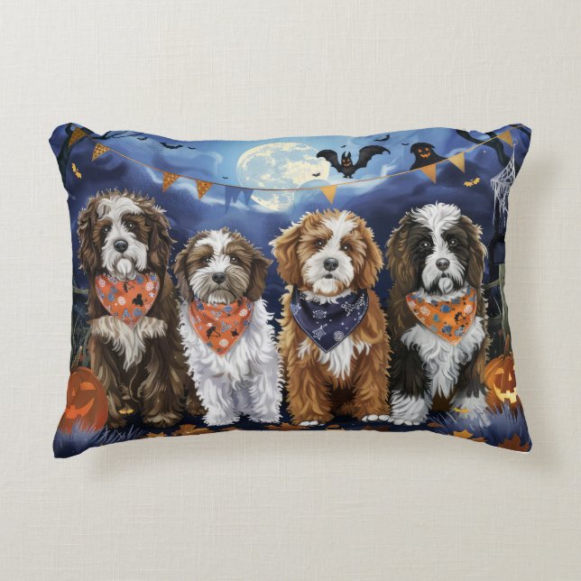 Cojín Decorativo Bernedoodle Halloween Spooky (Anverso)