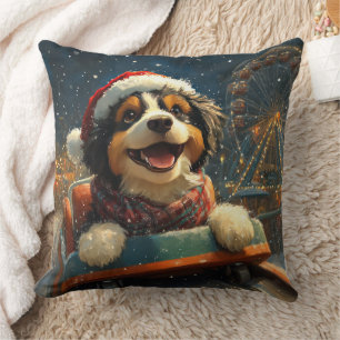 Cojín Decorativo Bernedoodle Perro Montaña Rusa Navidad 