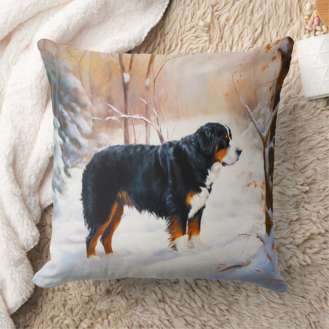 Cojín Decorativo Bernese Mountain Deja que nieve Navidad  (Manta)