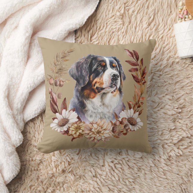 Cojín Decorativo Bernese Mountain Dog Autumn Wreath (Manta)