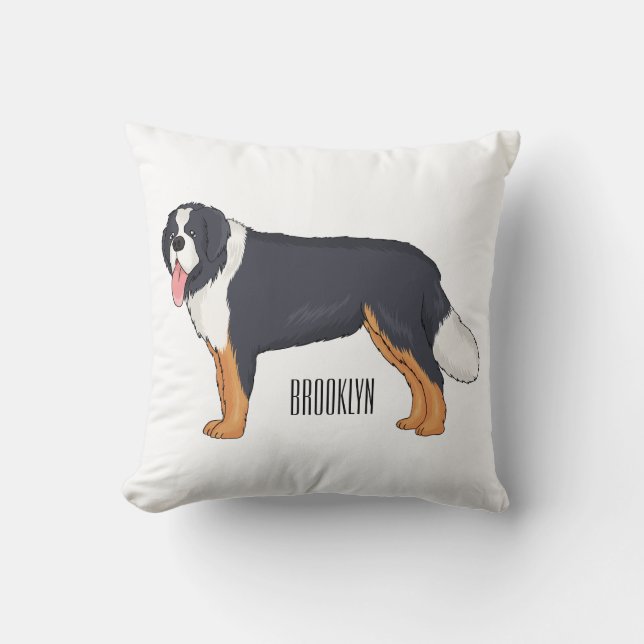 Cojín Decorativo Bernese mountain dog cartoon illustration (Anverso)