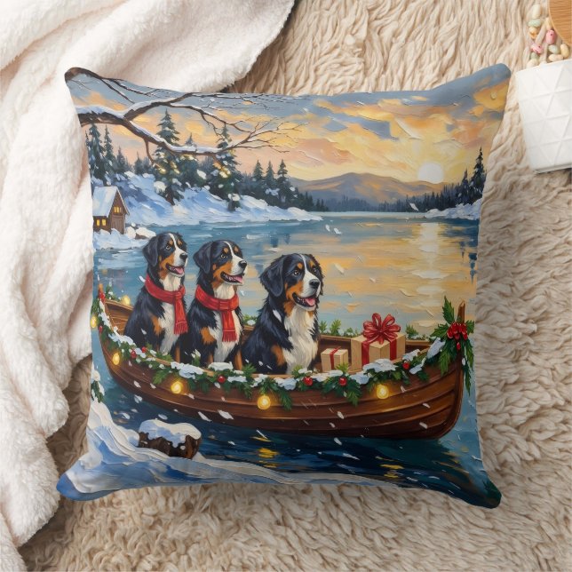 Cojín Decorativo Bernese Mountain Dog Christmas Boat Holiday (Manta)