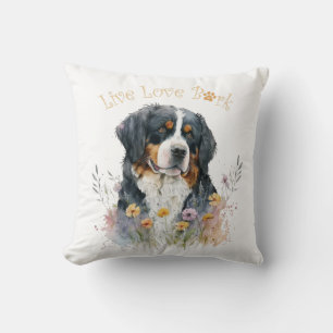 Cojín Decorativo Bernese Mountain Dog Mom Floral