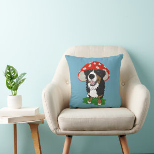 Cojín Decorativo Bernese Mountain Dog Red Mushroom Cap