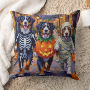 Cojín Decorativo Bernese Mountain Pidiendo Dulces en Halloween