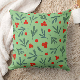 Cojín Decorativo Berries Y Planta De Invierno Dejan Un Patrón Sin M