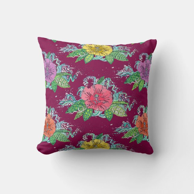 Cojín Decorativo berry de surf de hibiscus (Anverso)