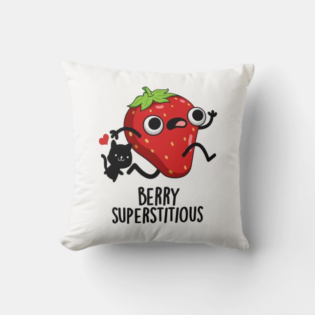 Cojín Decorativo Berry Superstitious Funny Fruit Pun (Anverso)